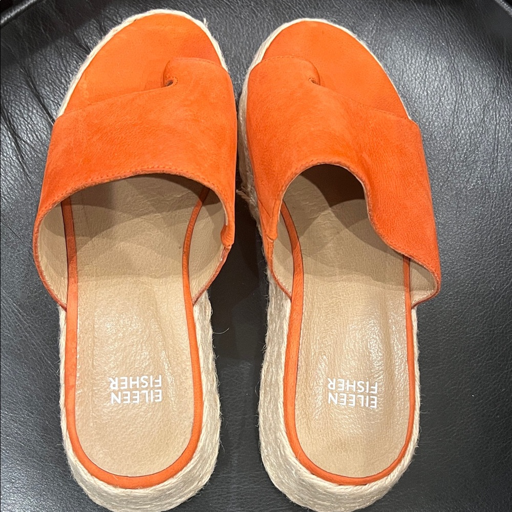 Eileen Fisher Women's Bright Orange Espadrille Slides